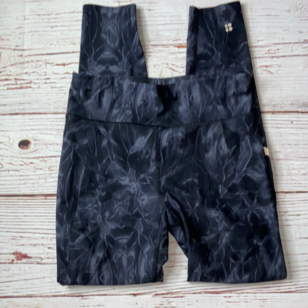 Sweaty Betty Zero Gravity HR 7/8 Running Leggings Black/Gray Marble Tie Dye Sz S - Picture 1 of 10